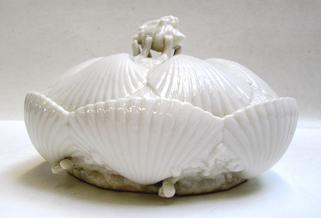 Appraisal: BELLEEK SHELL BISCUIT BOX First Mark - This piece is