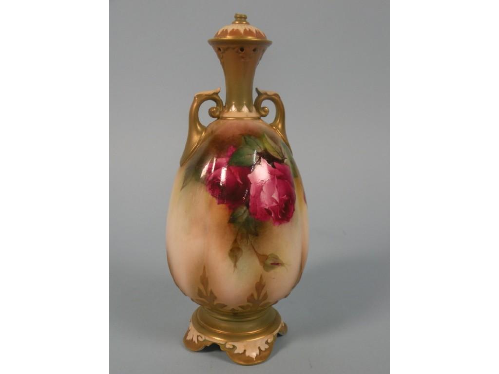 Appraisal: A Royal Worcester two handled pot pourri vase painted with