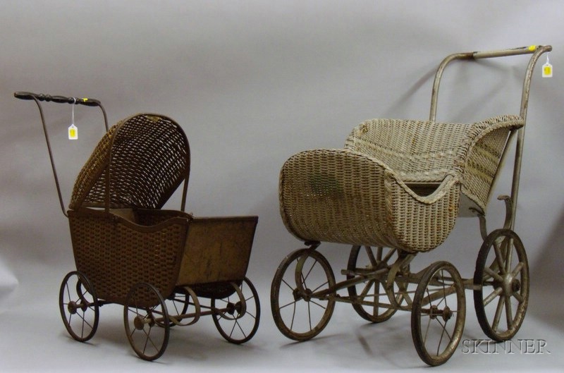 Appraisal: Two Doll Carriages early th century the smaller of woven