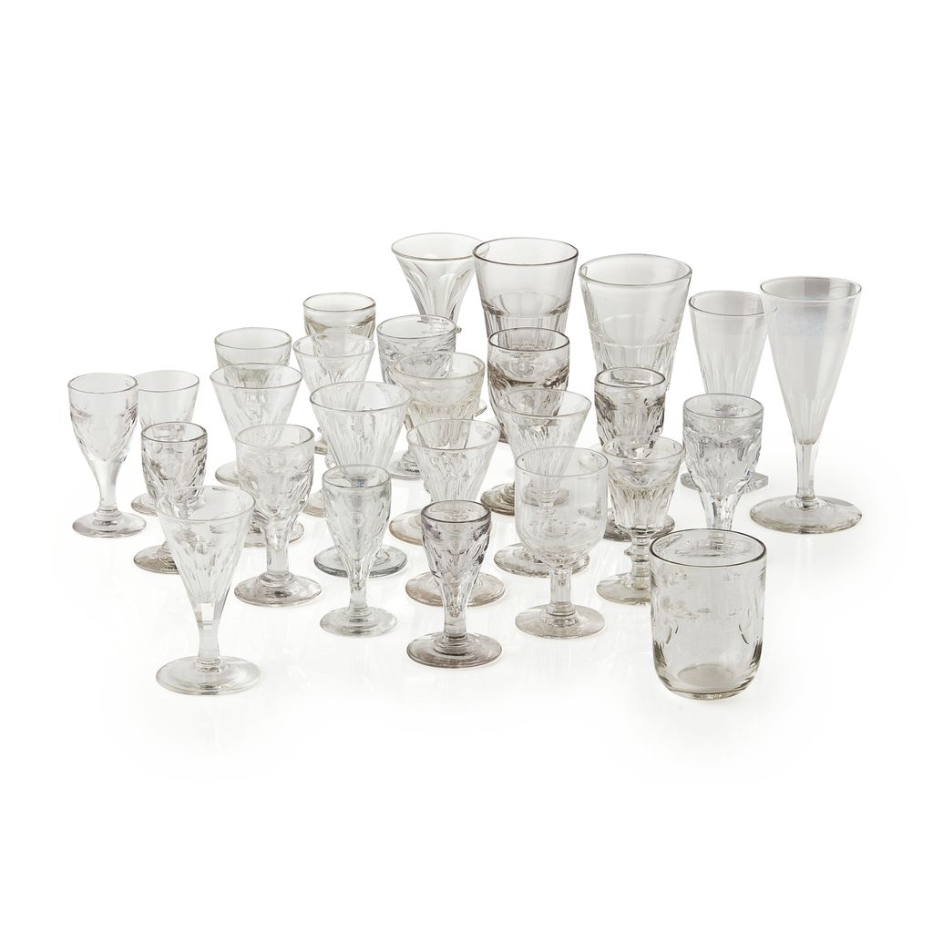 Appraisal: LARGE GROUP OF FACETED AND CUT GLASS STEMWARE TH CENTURY