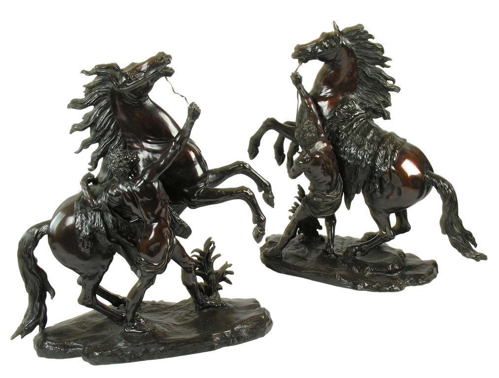 Appraisal: After Coustou A pair of bronze Marly horse groups