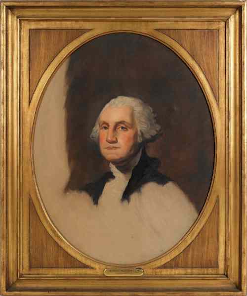 Appraisal: Oil on canvas portrait of George Washington after Gilbert Stuart