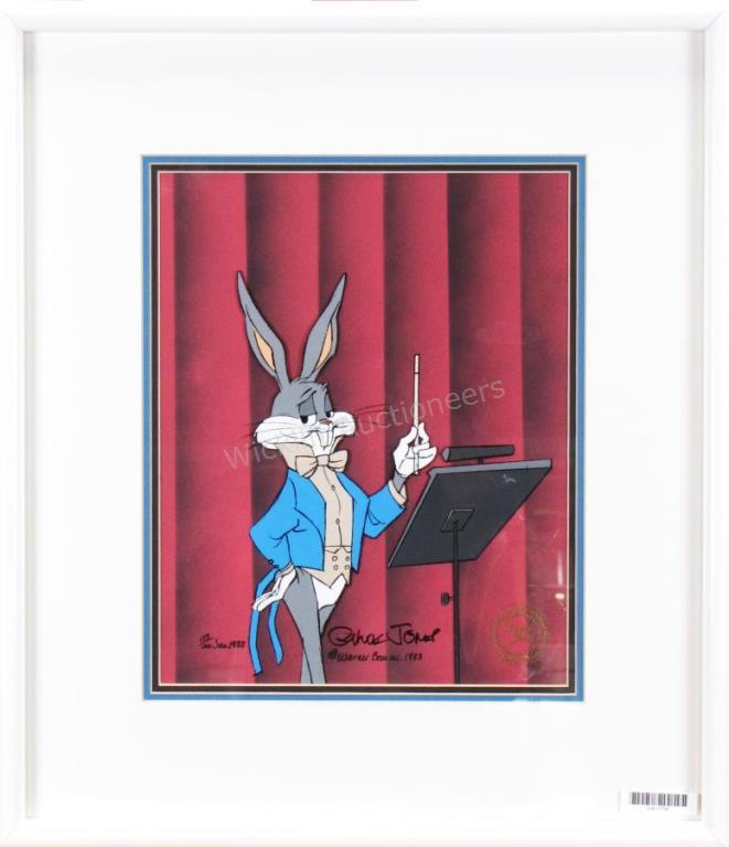 Appraisal: A limited edition animation cel reprint- Bugs Conductor January signed