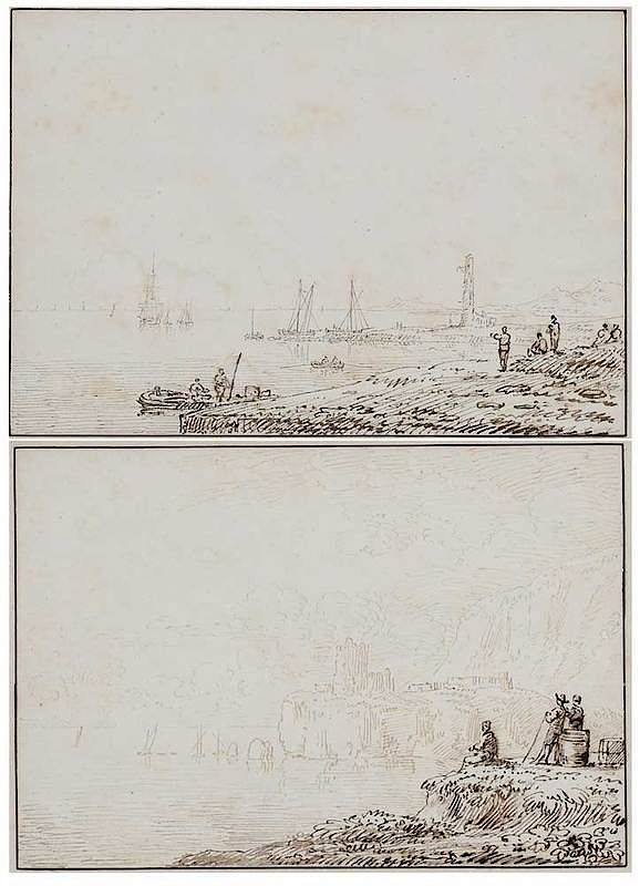 Appraisal: Anthony Thomas Devis British - Two Harbor Scenes unsigned pen