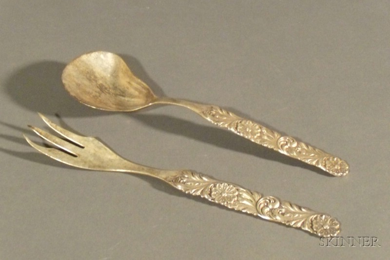 Appraisal: Pair of Mid-century Sterling Flatware Servers Silvercraft Boston comprising fork