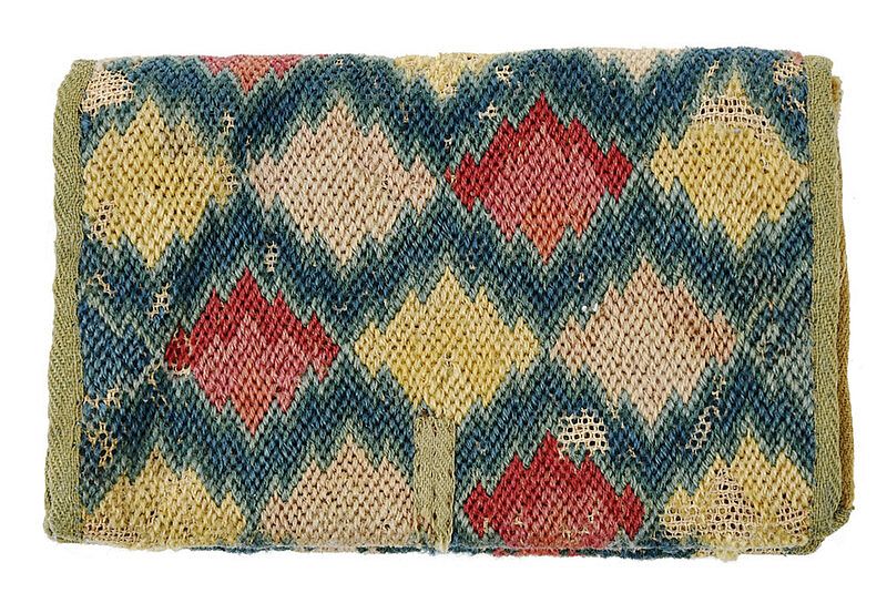 Appraisal: American Wool and Canvas Flame Point Wallet New England th