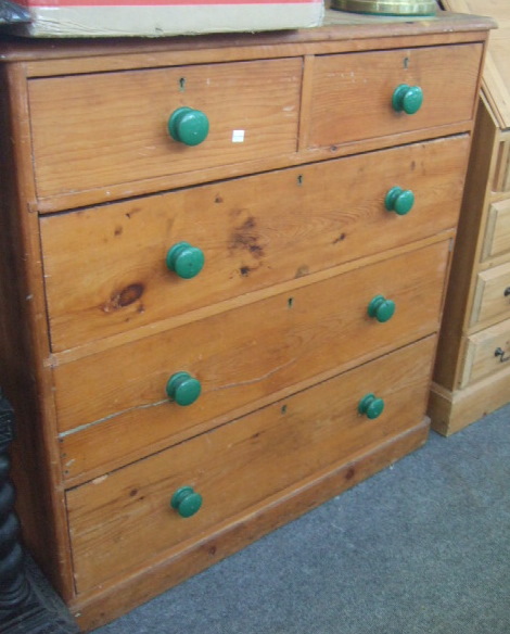 Appraisal: A th century pine chest of two short and three