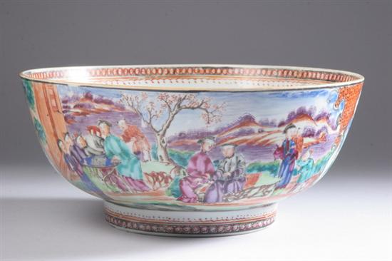 Appraisal: CHINESE MANDARIN PALETTE PORCELAIN PUNCH BOWL Circa Floral decoration on