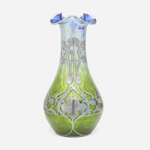 Appraisal: Loetz TITANIA VASE WITH OVERLAY GRE Austria c hand-blown glass