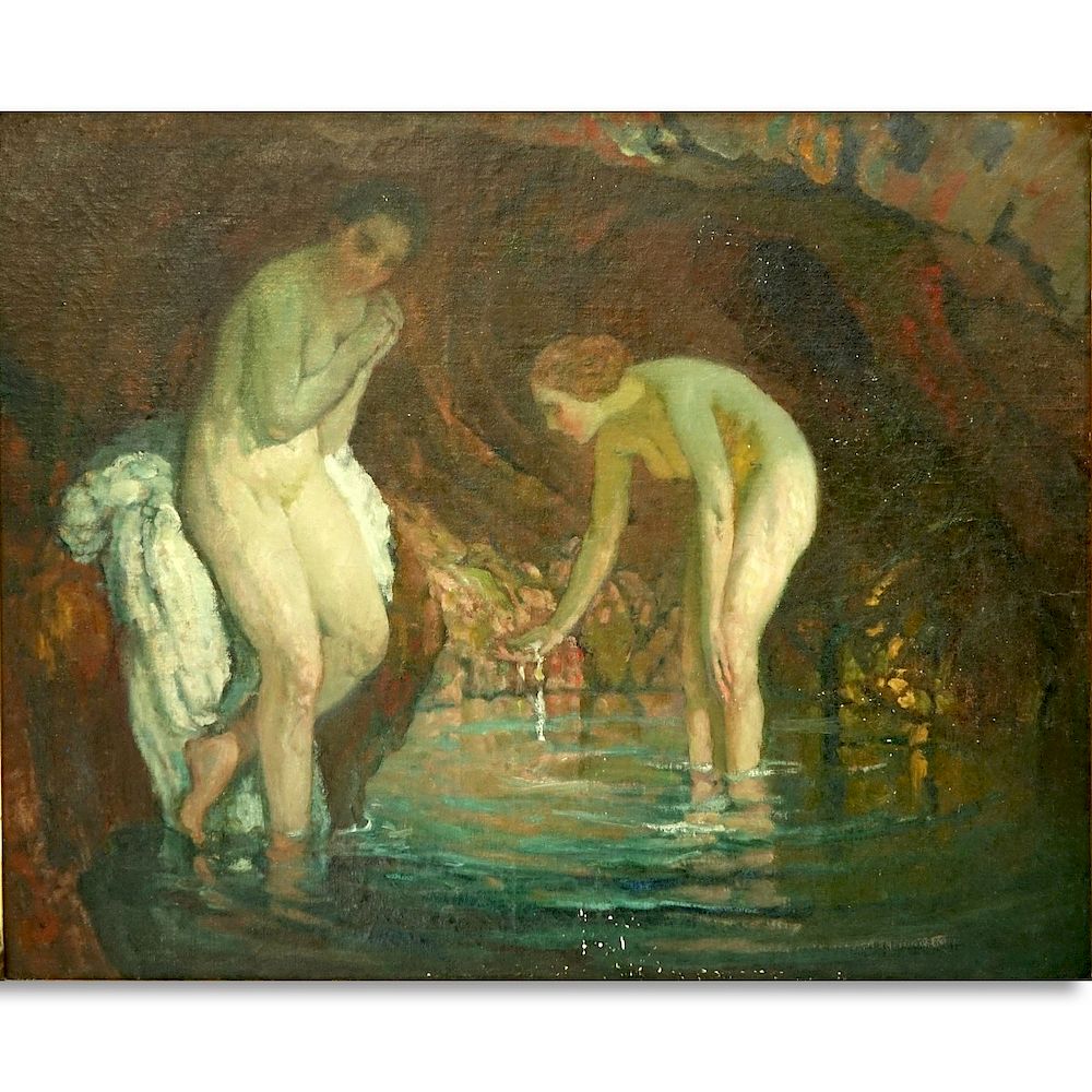 Appraisal: French Pre Raphaelite style O C Nudes in Grotto th