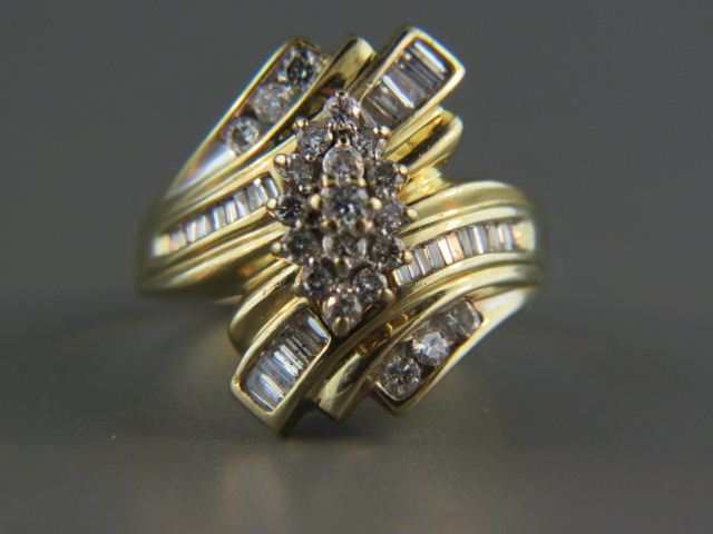 Appraisal: Diamond Ring a beautiful cluster with baguettes and round diamonds