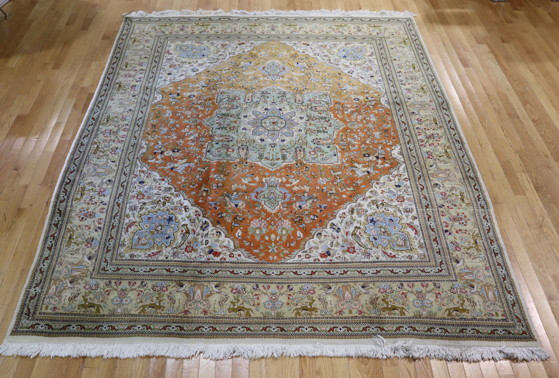 Appraisal: VINTAGE AND FINELY HAND WOVEN PICTORIAL CARPET Good large size