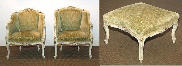 Appraisal: A pair of Louis XV style bergeres and an ottoman