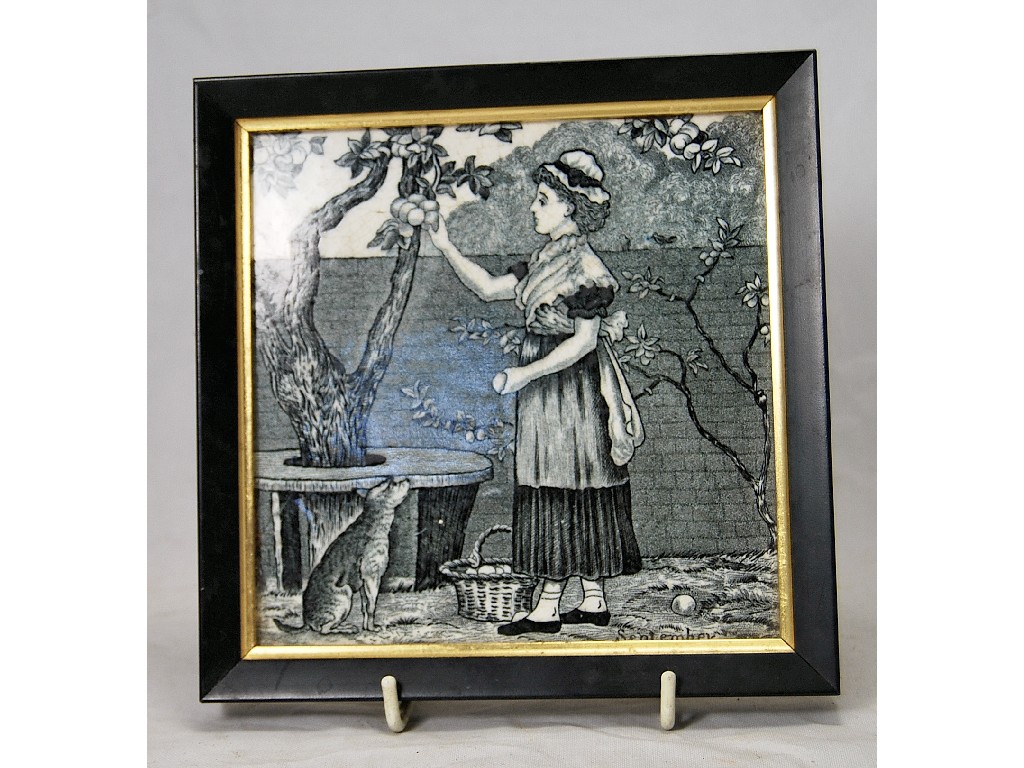 Appraisal: A Victorian Wedgwood transfer print tile titled 'September' mounted