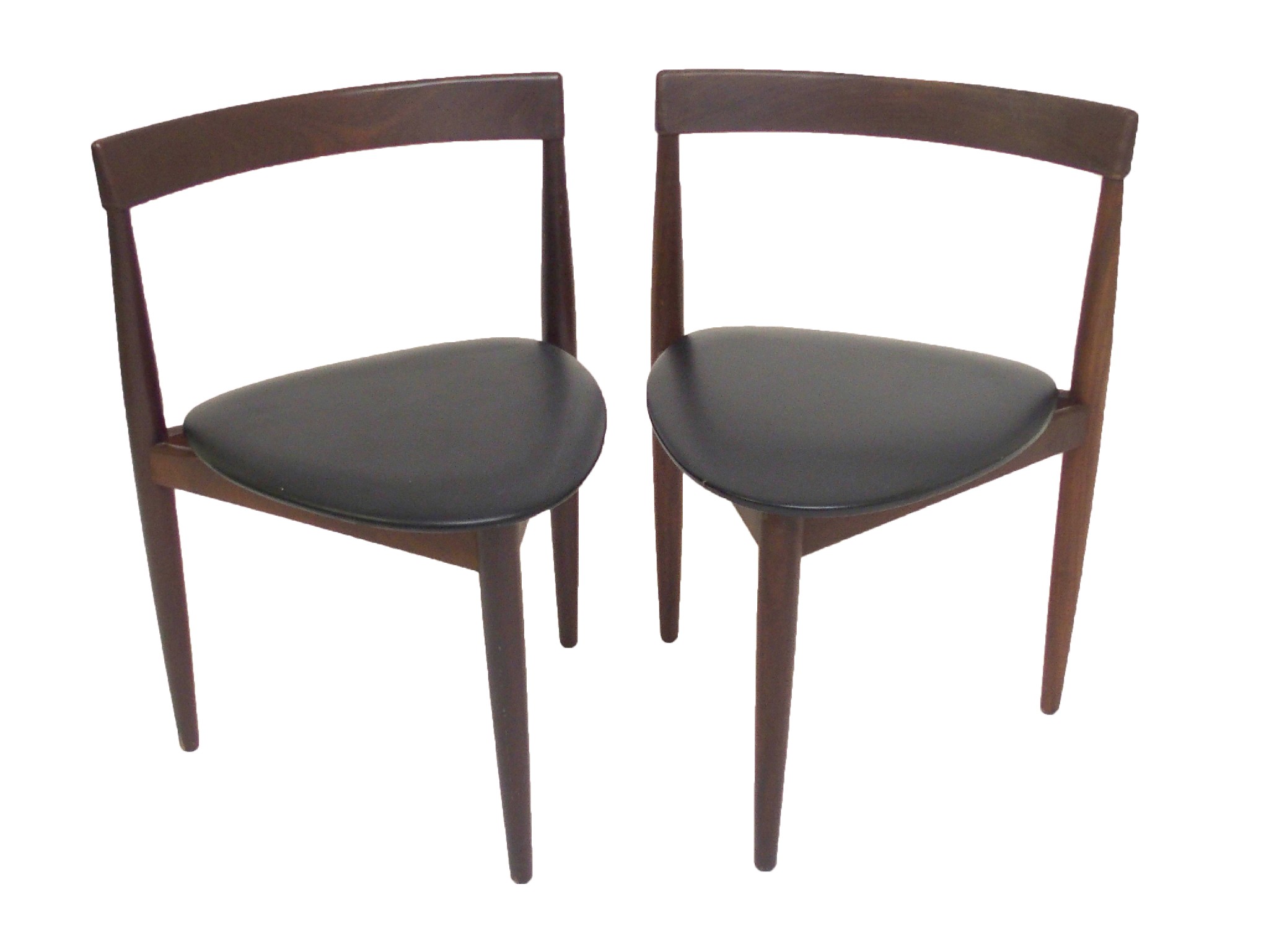 Appraisal: A set of four Hans Olsen teak dining chairsthe curved