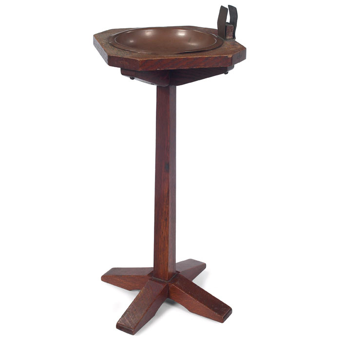 Appraisal: L and JG Stickley ashtray cut-corner top with inset copper