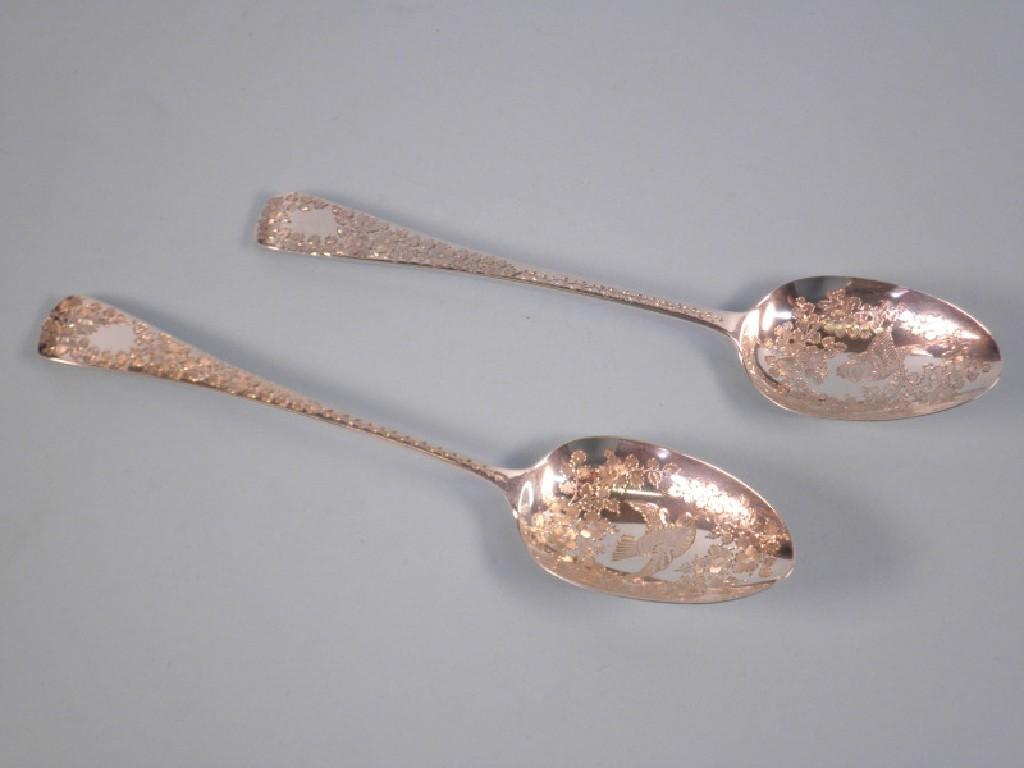 Appraisal: Two similar George III dessert spoons each later engraved in