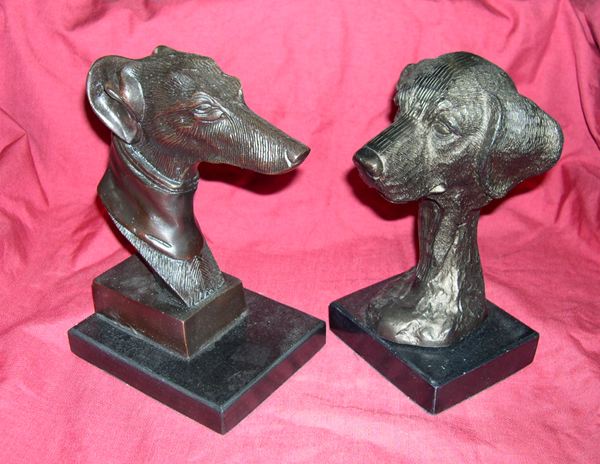 Appraisal: Two Dog-Head Garnitures one a French Art Deco patinated bronze