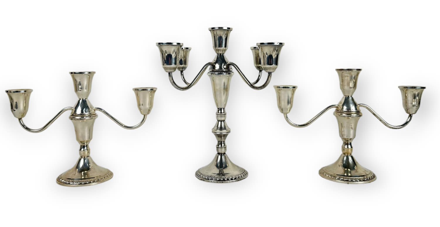 Appraisal: Duchin Weighted Sterling Silver Candelabras Light Candelabras and Light Candelabra