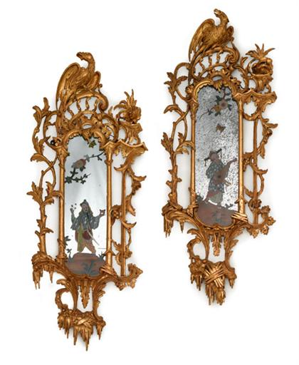 Appraisal: Pair of George II giltwood and eglomise mirrors th century