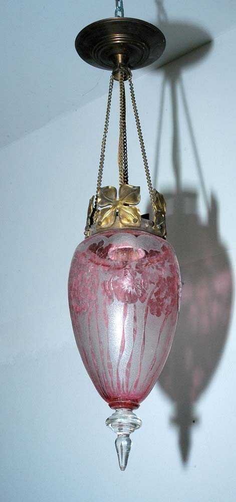 Appraisal: SMALL CHANDELIER ca In colourless glass with pink overlay and