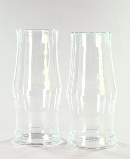 Appraisal: Good Tall Pair of Anglo-American Blown Glass Hurricane Shades second