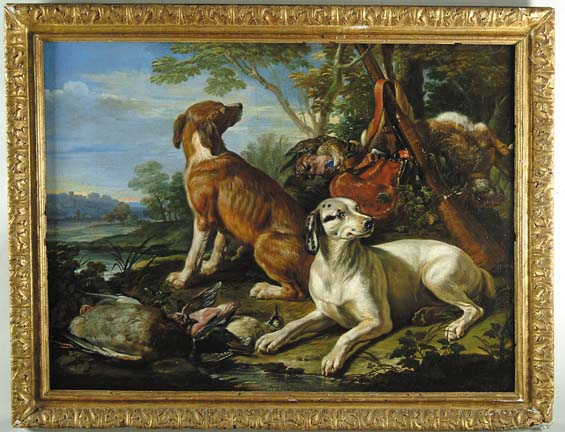 Appraisal: CIRCLE OF ADRIAEN DE GRYEFF Flemish - HOUNDS WITH CATCH