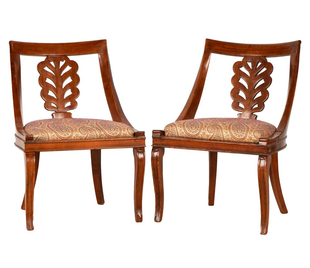 Appraisal: PAIR OF ITALIAN WALNUT CHILD'S CHAIRSstamped Made in Italy each