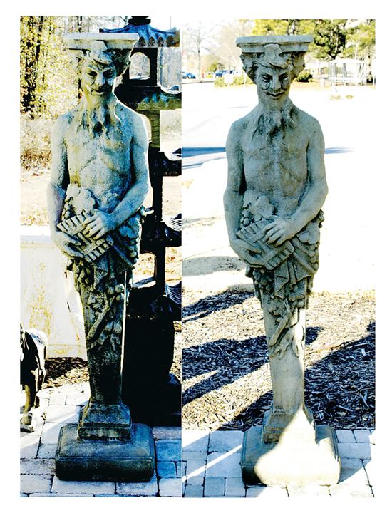 Appraisal: Pair Continental figural garden statues standing figures of Pan cast