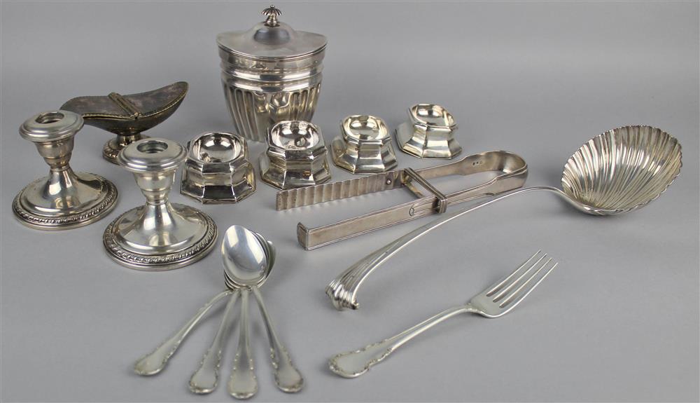 Appraisal: GROUP OF SIX ENGLISH SILVER TABLEWARES including four trencher salts