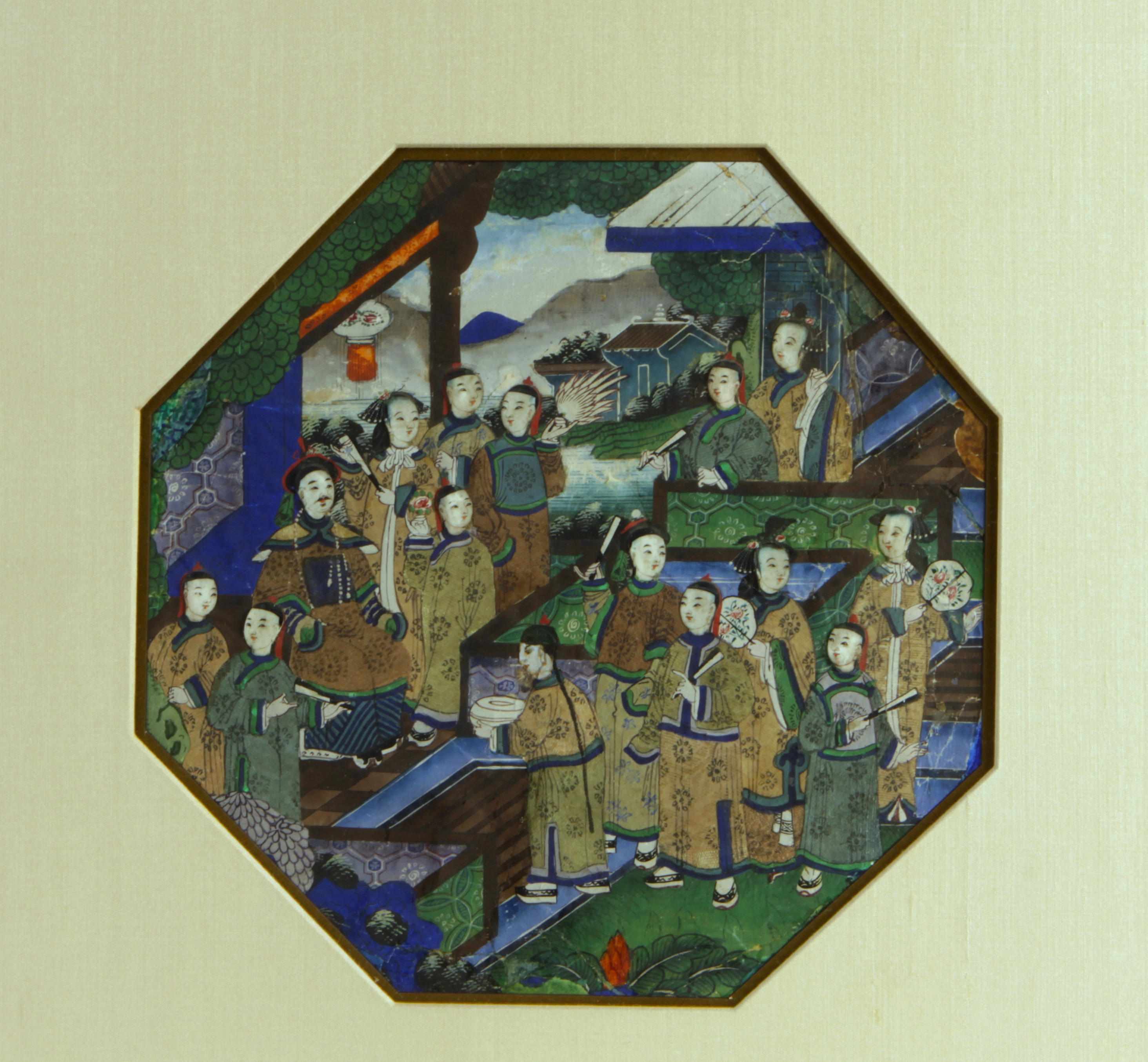 Appraisal: A Chinese export figural painting on goache framed and glazed