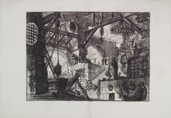 Appraisal: GIOVANNI B PIRANESI The Well Etching engraving sulphur tint open-bite