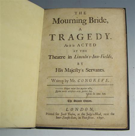 Appraisal: Congreve William The mourning bride London J Tonson Second edition