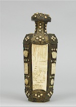 Appraisal: Chinese Metal and Carved Bone Master Snuff Bottle A Chinese