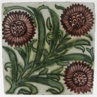 Appraisal: A William De Morgan Chelsea Period tile painted with three