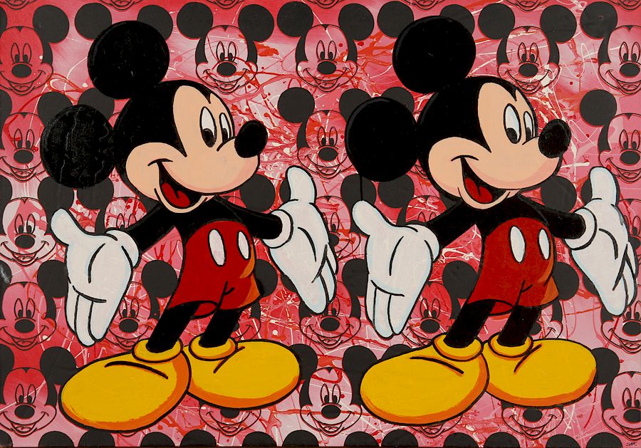 Appraisal: STEVE KAUFMAN DOUBLE MICKEY SERIGRAPH SIGNED Steve Kaufman American -