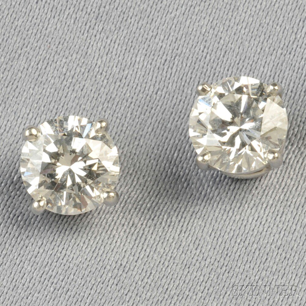 Appraisal: Diamond Earstuds each set with a full-cut diamond weighing and