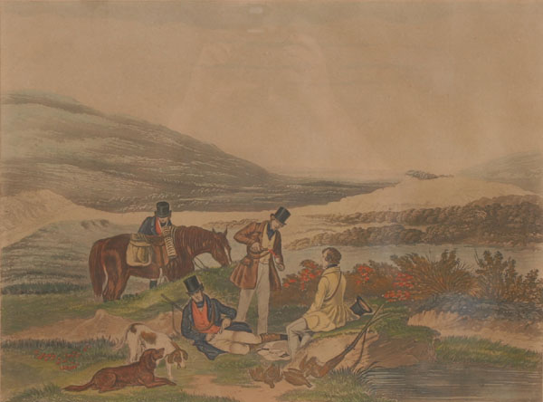 Appraisal: Hand colored print of English scene entitled Grouse Shooting after