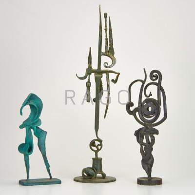 Appraisal: BERNARD BRENNER American - Three patinated steel sculptures Court Attendants