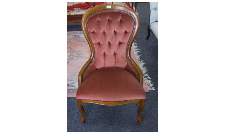 Appraisal: Balloon Back Upholstered Nursing Chair Button Backed Padded Seat Height