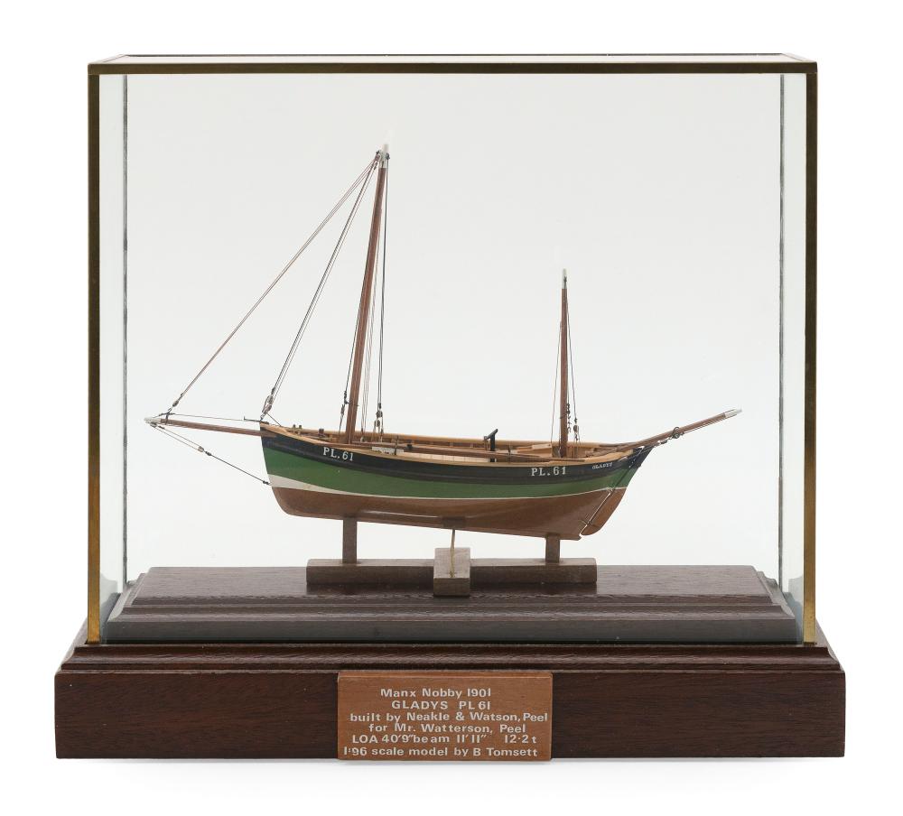 Appraisal: CASED MINIATURE MODEL OF THE MANX NOBBY GLADYS CASE HEIGHT