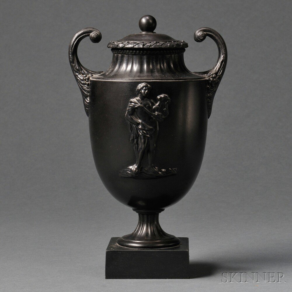 Appraisal: Wedgwood and Bentley Black Basalt Vase and Cover England c