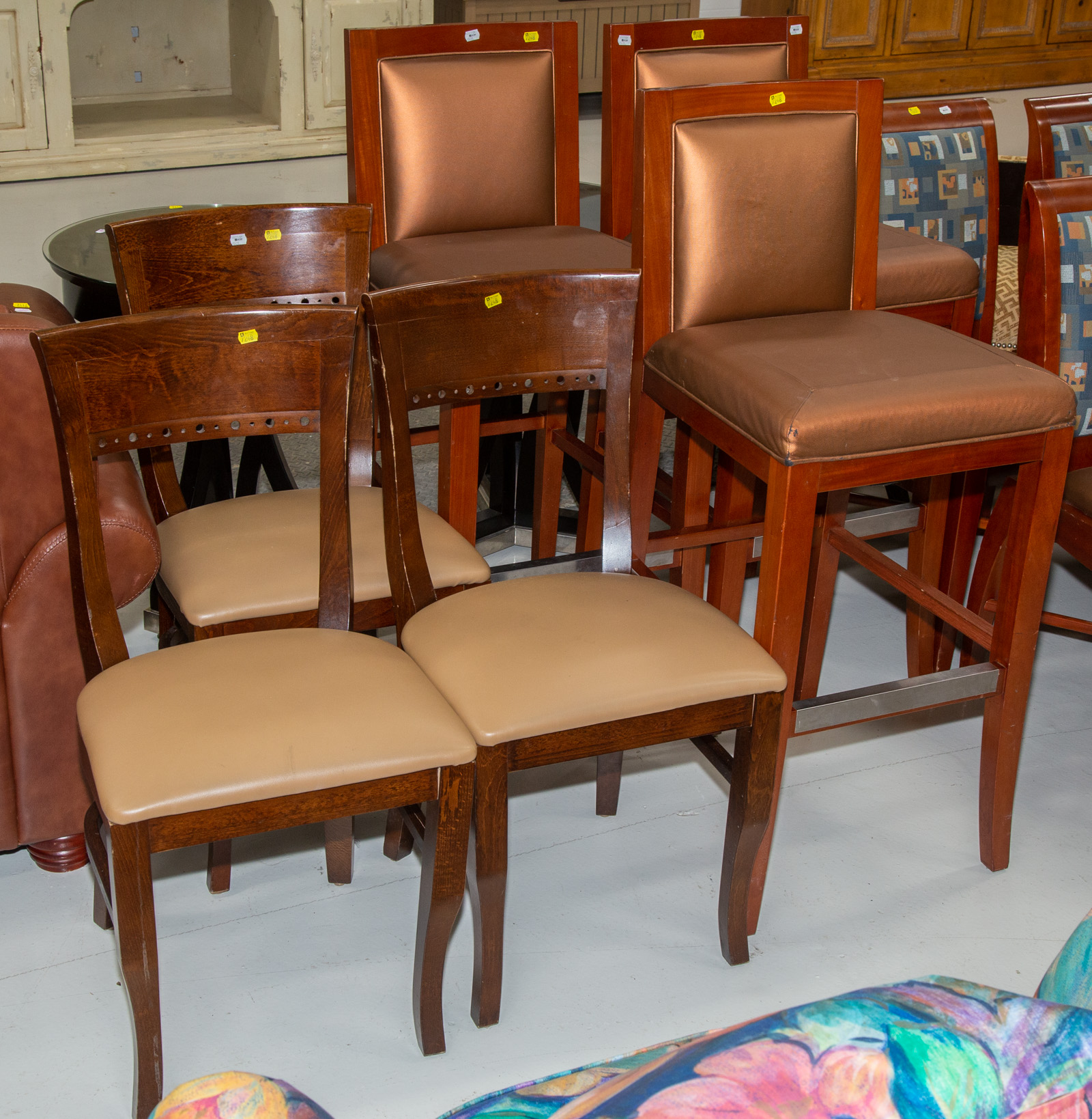 Appraisal: SIX CONTEMPORARY CHAIRS Comprising three chairs and three bar stools