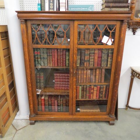 Appraisal: Carved Oak Bookcase column decor