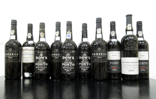 Appraisal: TEN BOTTLES OF VINTAGE PORT Dow's Fonseca Taylor Fladgate Quinta