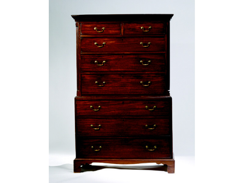 Appraisal: ENGLISH TH CENTURY MAHOGANY CHEST ON CHEST Flat top shows