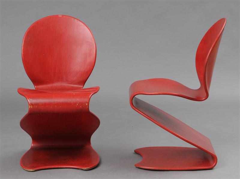 Appraisal: PAIR OF VERNEN PANTON ''S'' CHAIRS FOR THONET MODEL Molded