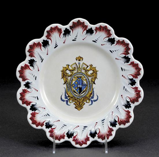 Appraisal: Limoges porcelain armorial plate by Mavaleix Granger circa - scalloped