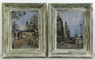 Appraisal: BROSIUS Julien Pair of Oils on Canvas Pari Street Scenes