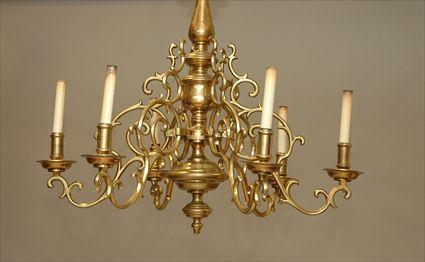 Appraisal: Dutch Brass Six-Light Chandelier